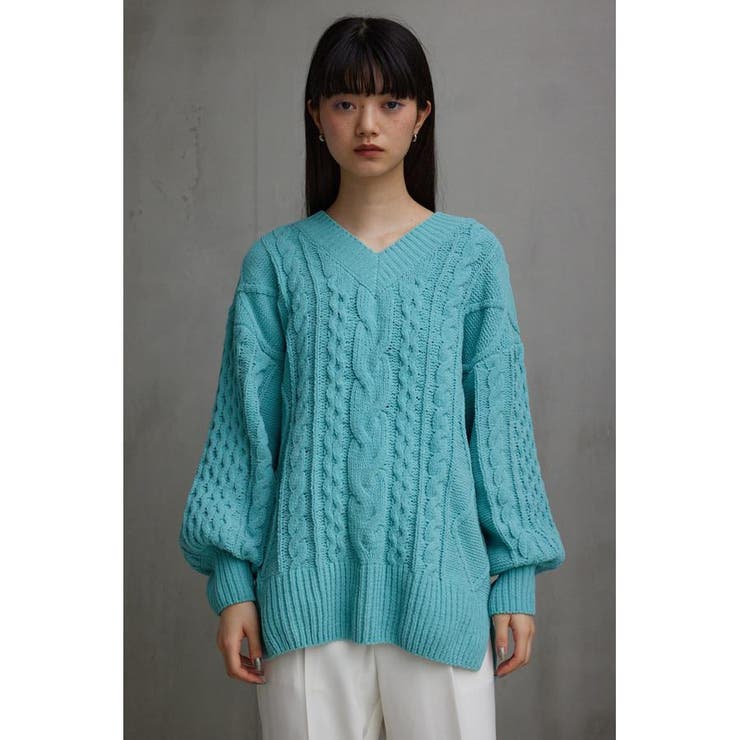 シェニールケーブルVネックニットトップス | AZUL BY MOUSSY | 詳細画像35 