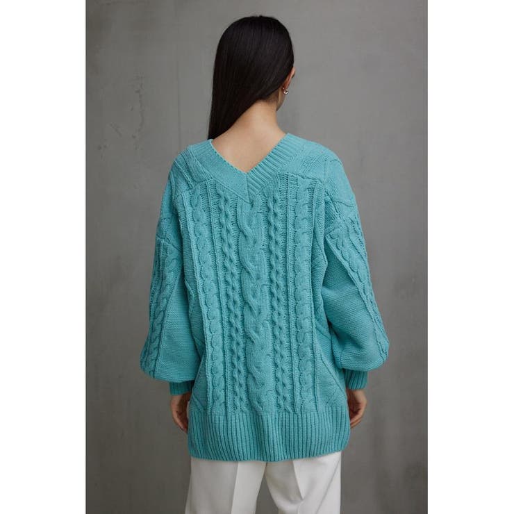 シェニールケーブルVネックニットトップス | AZUL BY MOUSSY | 詳細画像37 