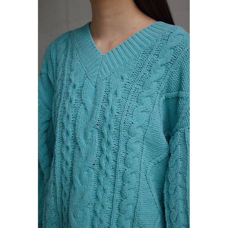 シェニールケーブルVネックニットトップス | AZUL BY MOUSSY | 詳細画像38 
