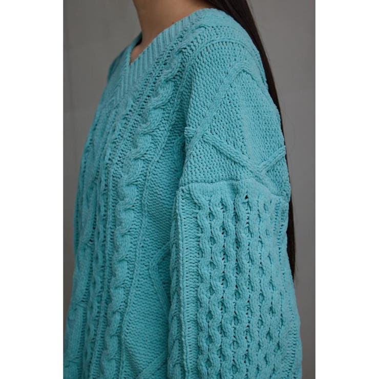 シェニールケーブルVネックニットトップス | AZUL BY MOUSSY | 詳細画像39 