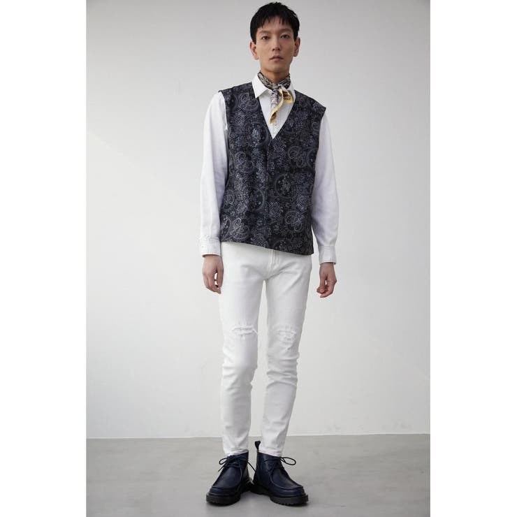 VINTAGE HEM DAMAGE WHITE DENIM | AZUL BY MOUSSY | 詳細画像3 