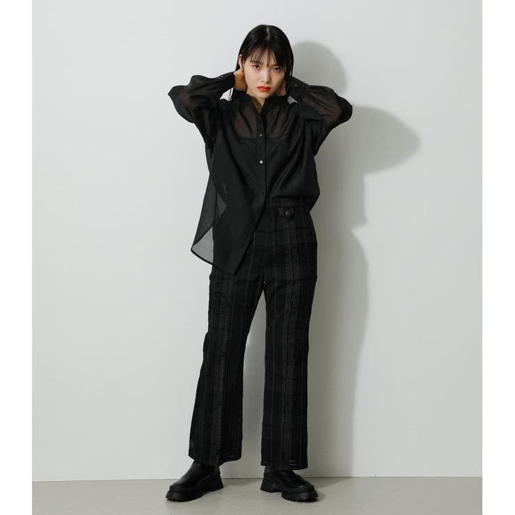 SHEER CHECK PANTS | AZUL BY MOUSSY | 詳細画像4 