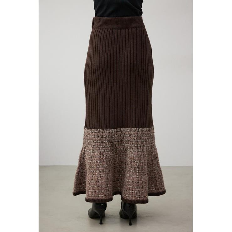 ツイードスウィッチングマーメイドニットスカート[品番：AZLW0021434