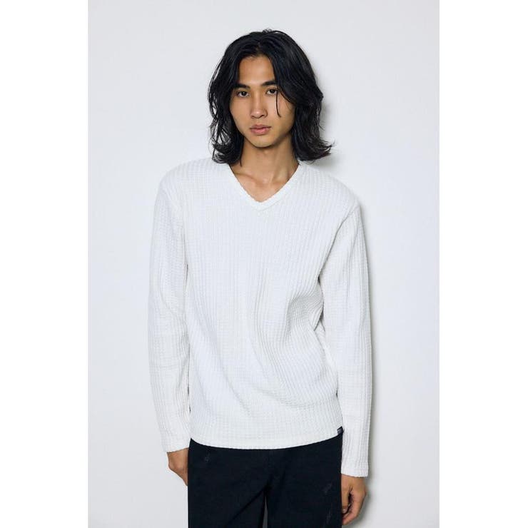 ヘビーワッフルVネックトップス | AZUL BY MOUSSY | 詳細画像2 