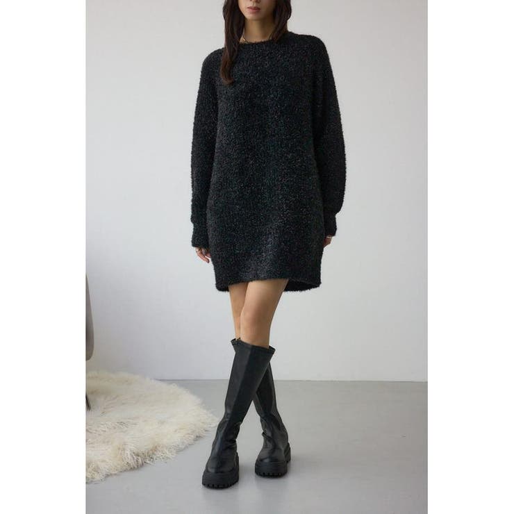 BLK | ラメシャギーニットワンピース | AZUL BY MOUSSY