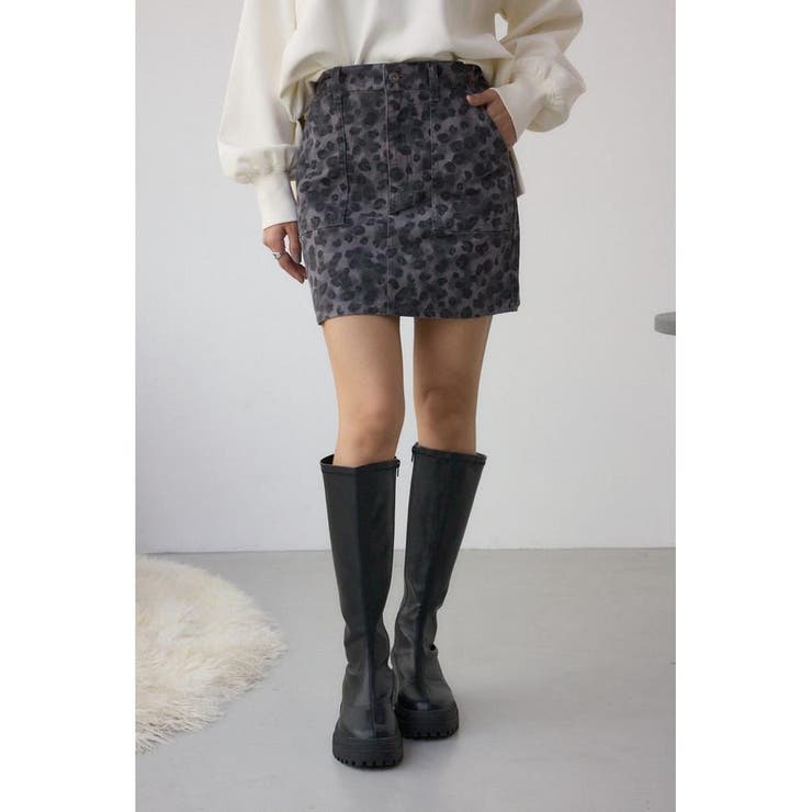 柄BLK5 | AZUL DENIM 起毛ツイルレオパードミニ | AZUL BY MOUSSY