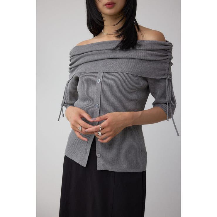 T.GRY | 5分袖ギャザーオフショルニットトップス | AZUL BY MOUSSY