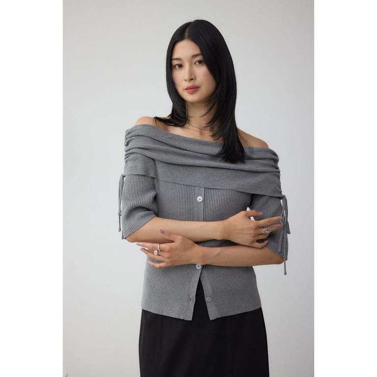 5分袖ギャザーオフショルニットトップス | AZUL BY MOUSSY | 詳細画像23 