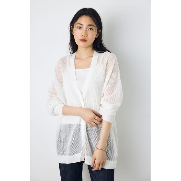 O/WHT1 | コードヤーンメッシュカーデ | AZUL BY MOUSSY