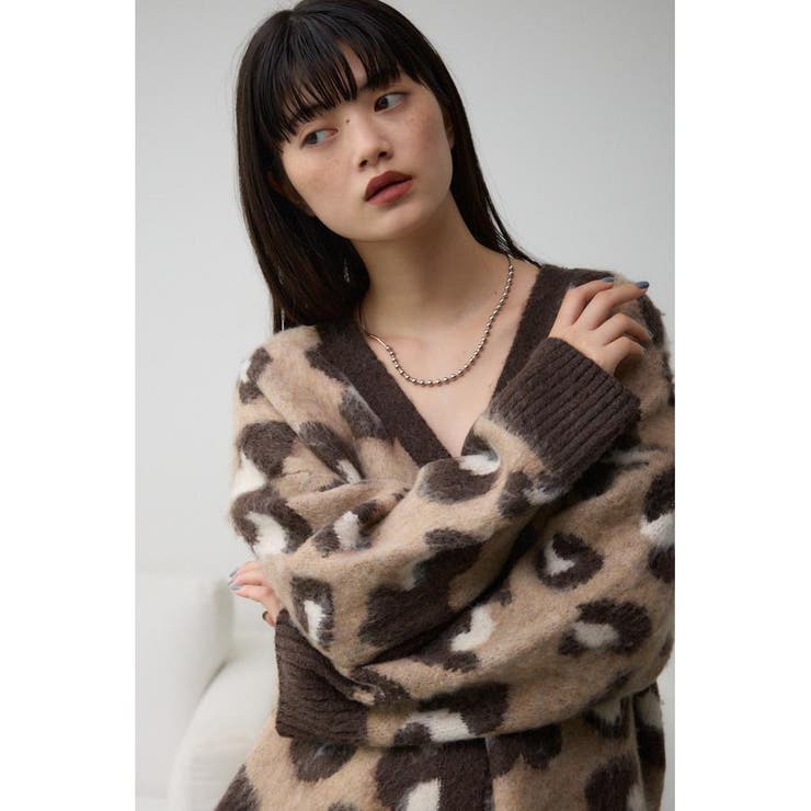 レオパードジャガードニットカーディガン[品番：AZLW0022805]｜AZUL BY
