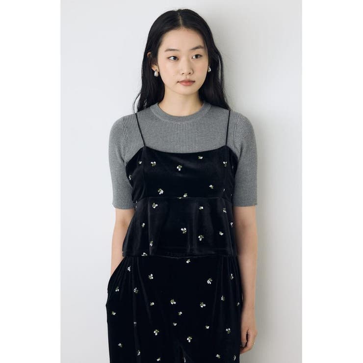 柄BLK5 | ベロア刺繍キャミソール | AZUL BY MOUSSY
