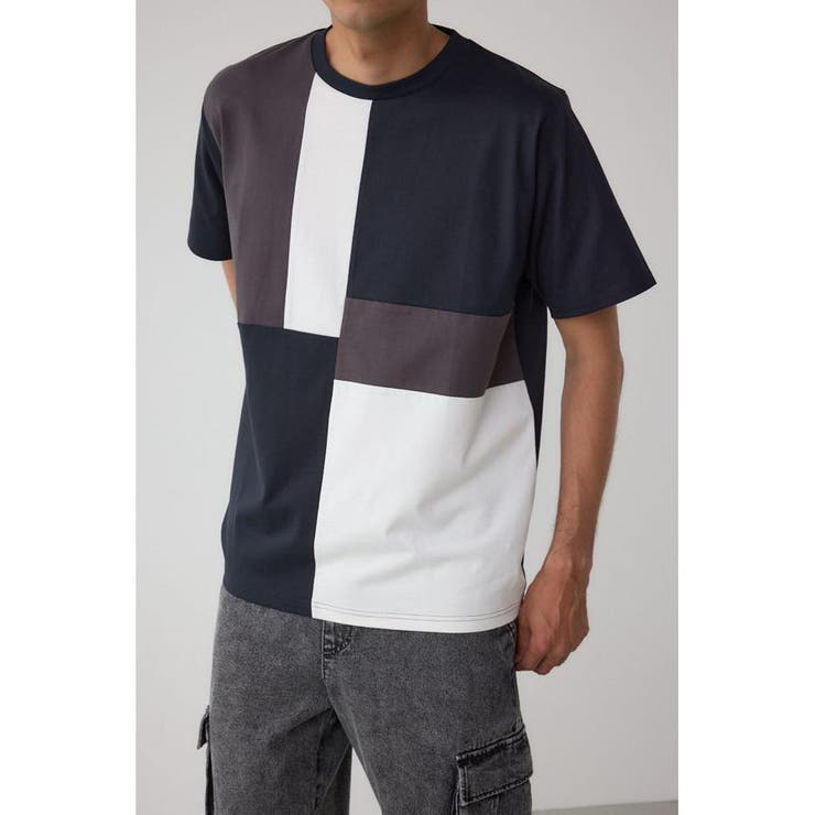 柄BLK5 | パネルスウィッチングTシャツ | AZUL BY MOUSSY