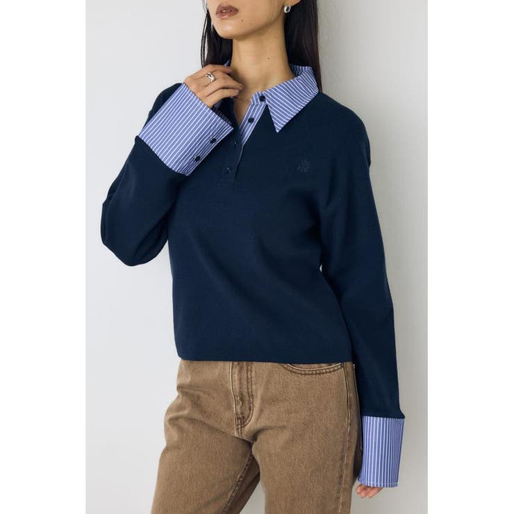ポロカラーフハクドッキングニット | AZUL BY MOUSSY | 詳細画像11 
