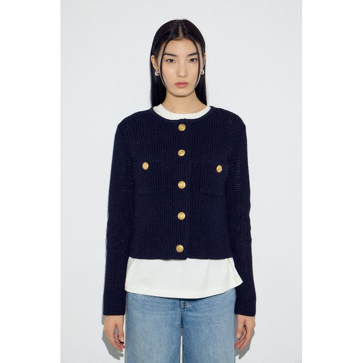 クルーネックツイードライクニットジャケット | AZUL BY MOUSSY | 詳細画像30 