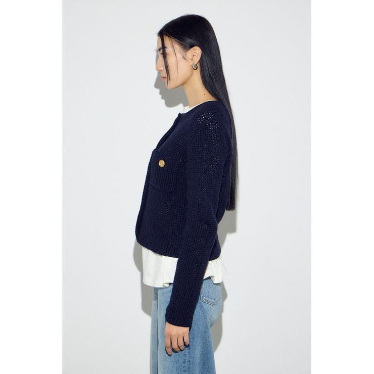 クルーネックツイードライクニットジャケット | AZUL BY MOUSSY | 詳細画像30 