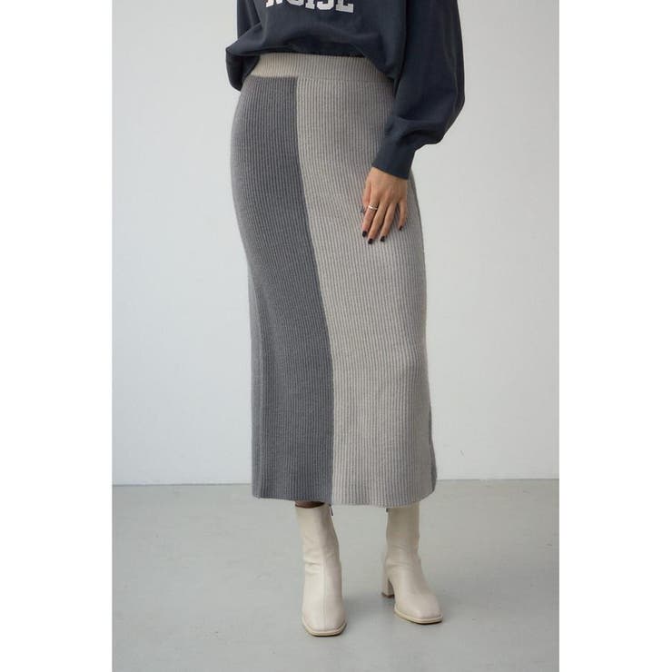 バイカラーIラインニットスカート | AZUL BY MOUSSY | 詳細画像11 