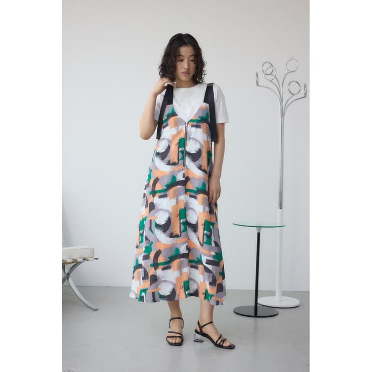 幾何学柄フレアワンピース | AZUL BY MOUSSY | 詳細画像14 