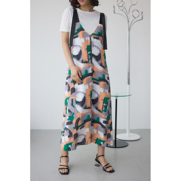 柄GRN5 | 幾何学柄フレアワンピース | AZUL BY MOUSSY