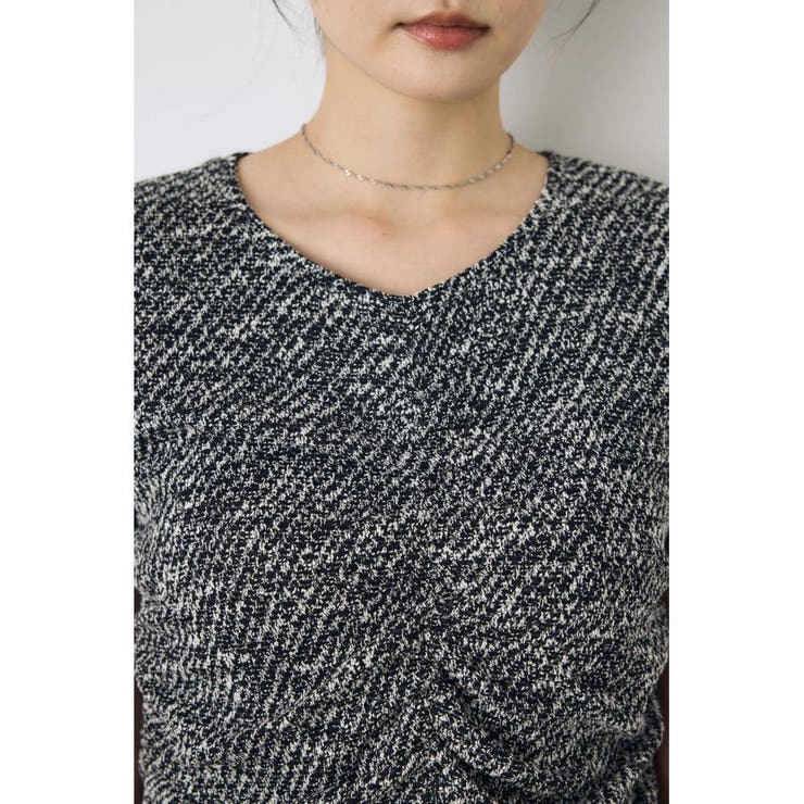 カットツイードフロントギャザートップス | AZUL BY MOUSSY | 詳細画像16 