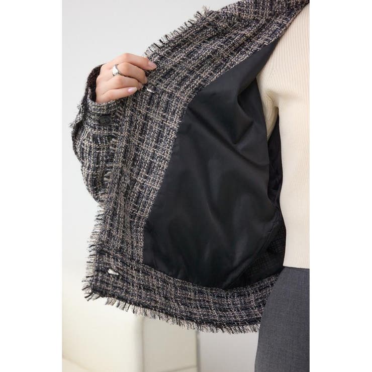 BLUELEA ブルレア ツイードジャケット BLUELEA ブルレア ダブルボタンツイードノーカラージャケット