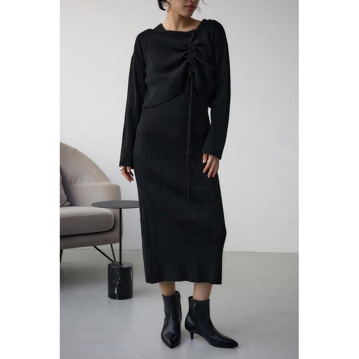 BLK | レイヤードセットニットワンピース | AZUL BY MOUSSY