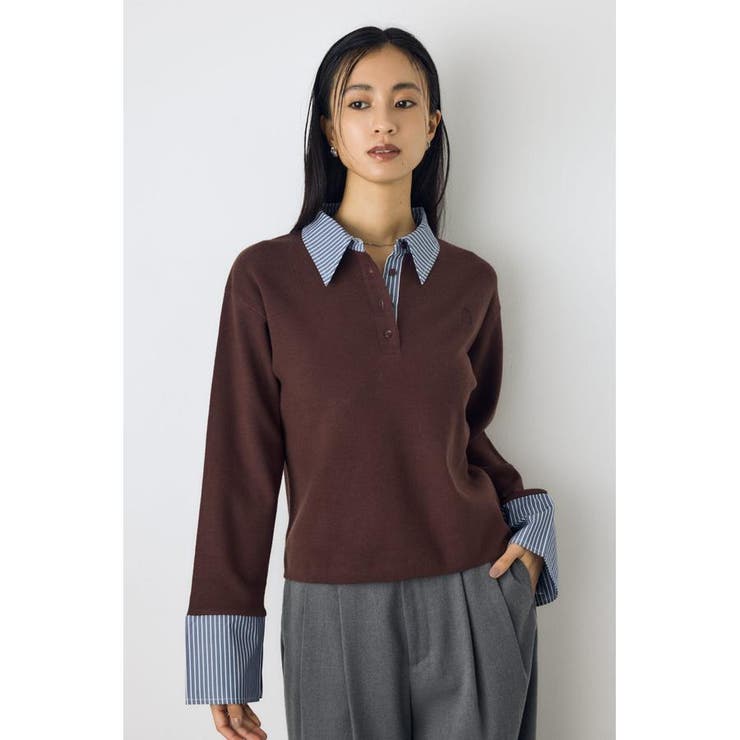 ポロカラーフハクドッキングニット | AZUL BY MOUSSY | 詳細画像1 
