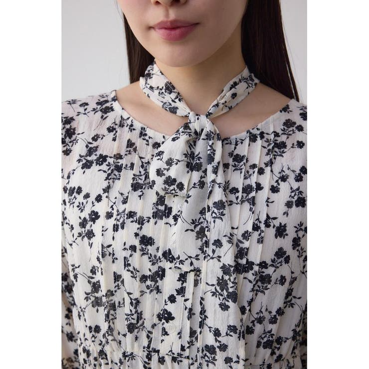 シアーチェックフラワー柄ワンピース | AZUL BY MOUSSY | 詳細画像8 