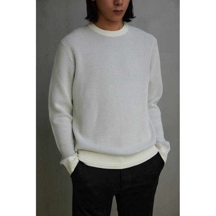 WHT | ハニカムベーシッククルーネックニット | AZUL BY MOUSSY