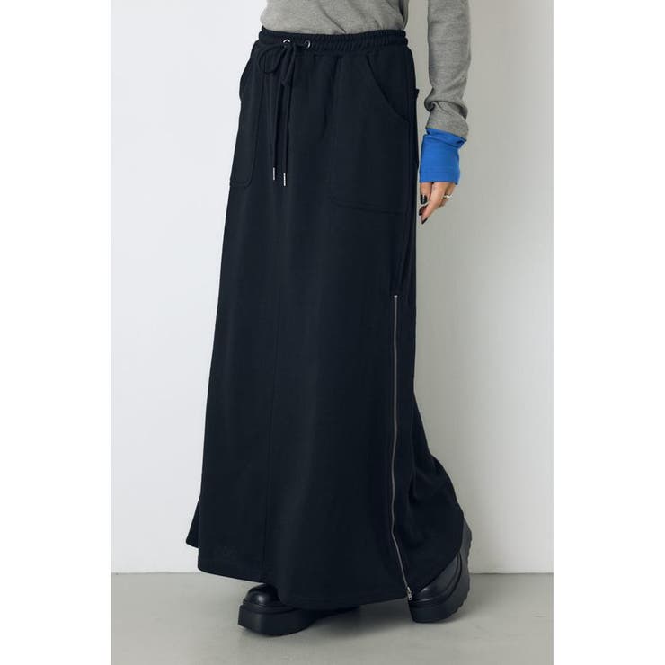 ジップデザイン裏毛ロングスカート | AZUL BY MOUSSY | 詳細画像1 