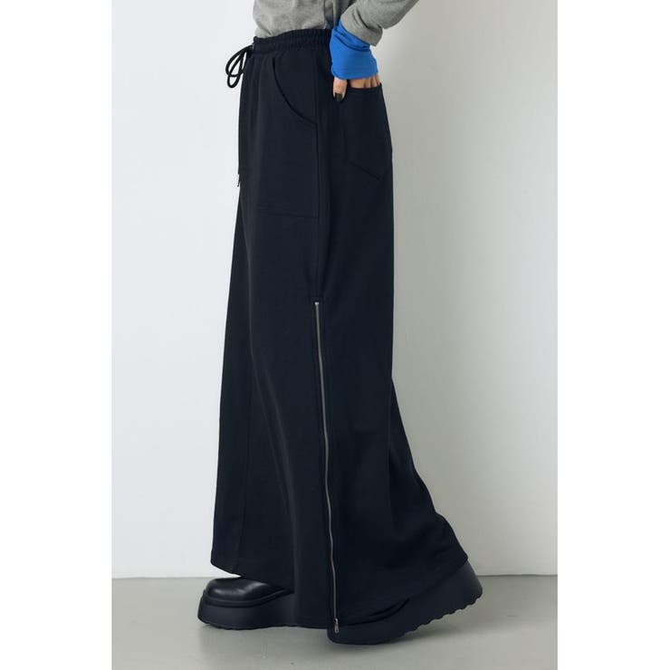 ジップデザイン裏毛ロングスカート | AZUL BY MOUSSY | 詳細画像3 