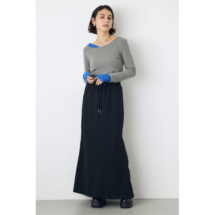 ジップデザイン裏毛ロングスカート | AZUL BY MOUSSY | 詳細画像5 