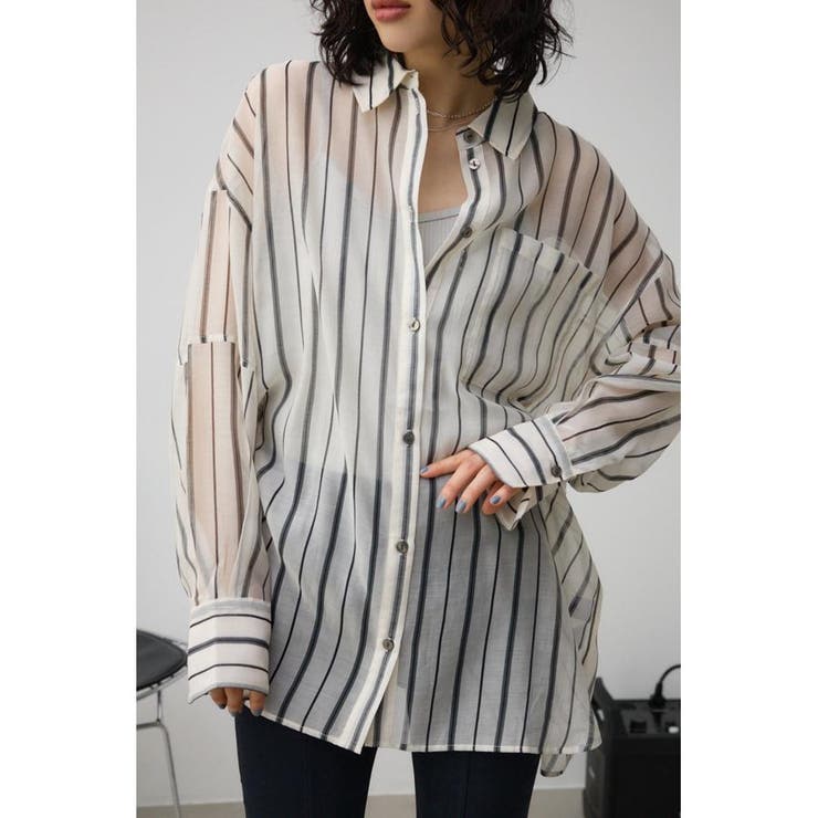 柄WHT5 | バックスリットシアーオーバーシャツ | AZUL BY MOUSSY