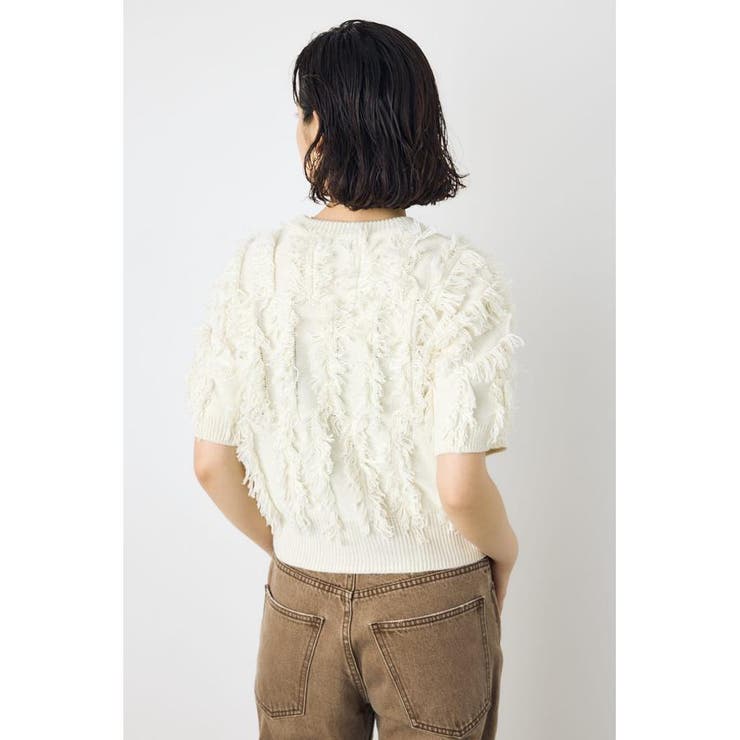 フリンジデザイン5分袖ニットトップス | AZUL BY MOUSSY | 詳細画像5 