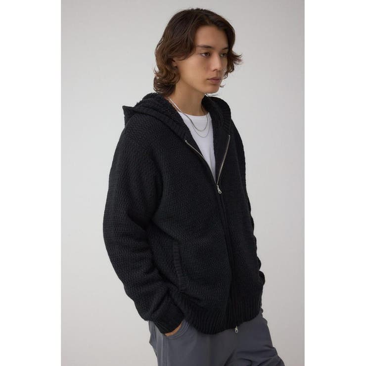 ガーターボアジップニット フーディー | AZUL BY MOUSSY | 詳細画像3 