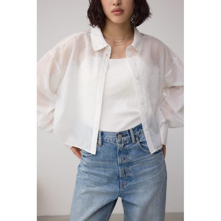 【COHINA】ラインストーンシャツ ライトブルー ラインストーンシャツ｜WOMEN｜250IAB30-2111｜AZUL BY MOUSSY