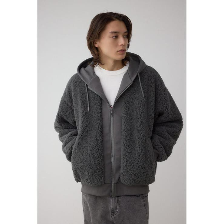 シープボア×スウェット切替防風ブルゾン | AZUL BY MOUSSY | 詳細画像31 