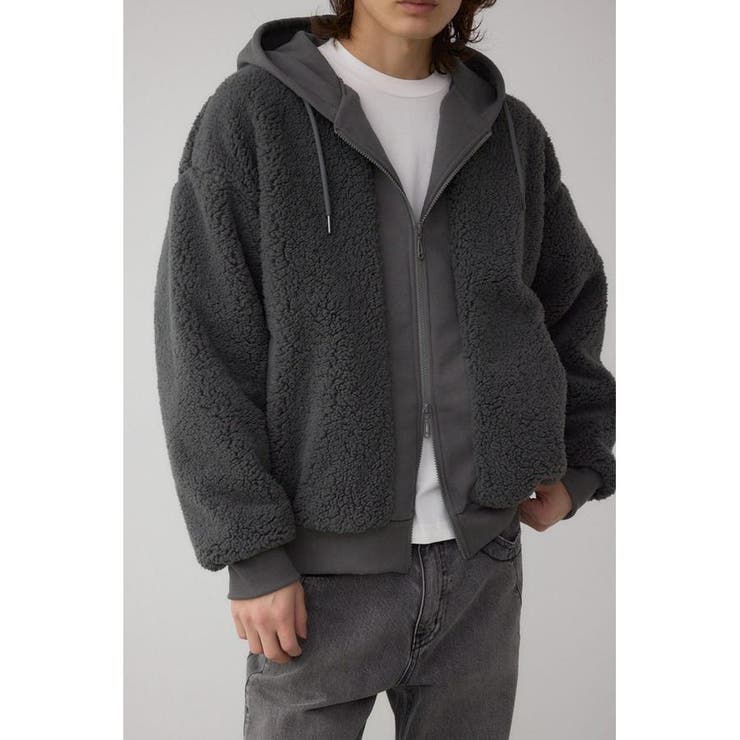 C.GRY | シープボア×スウェット切替防風ブルゾン | AZUL BY MOUSSY