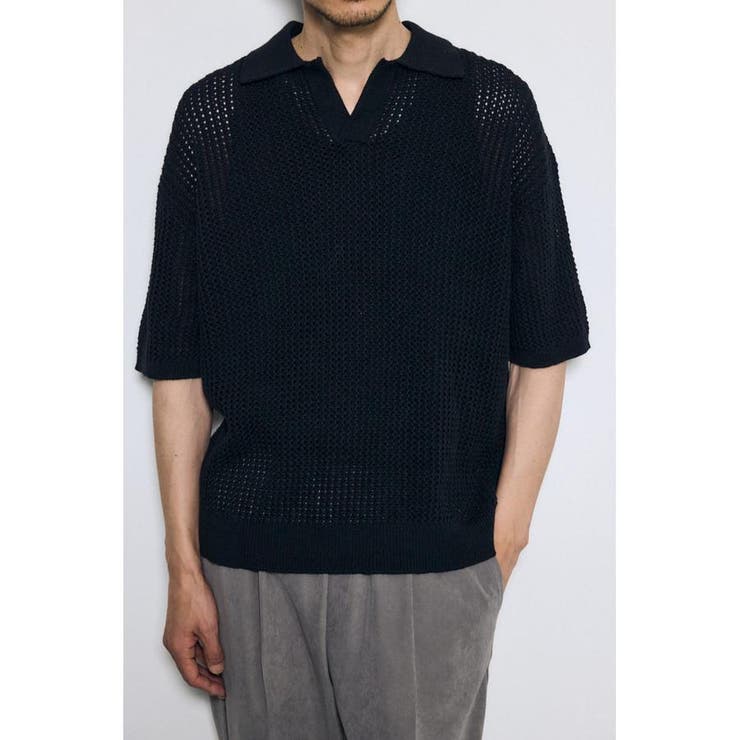 BLK | メッシュスキッパーポロシャツ | AZUL BY MOUSSY