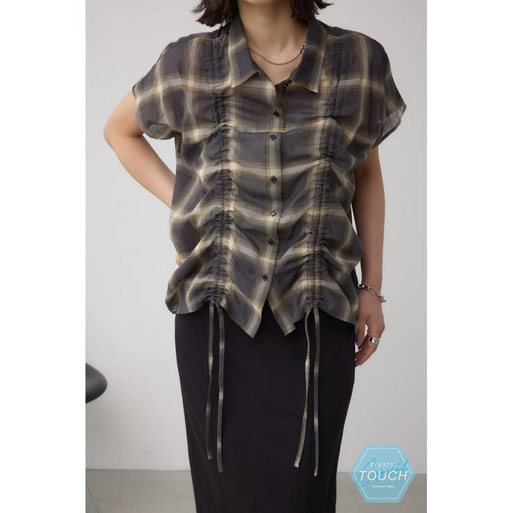 柄BLK5 | C/T冷感 ドロストブラウス | AZUL BY MOUSSY