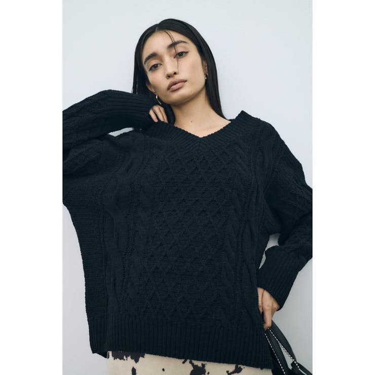 着丈バリエVネックニット | AZUL BY MOUSSY | 詳細画像14 