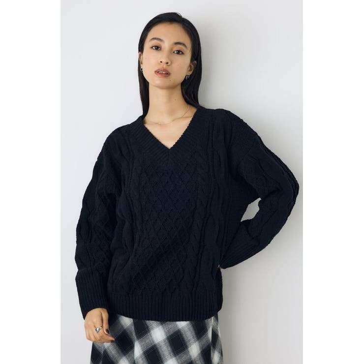 着丈バリエVネックニット | AZUL BY MOUSSY | 詳細画像17 