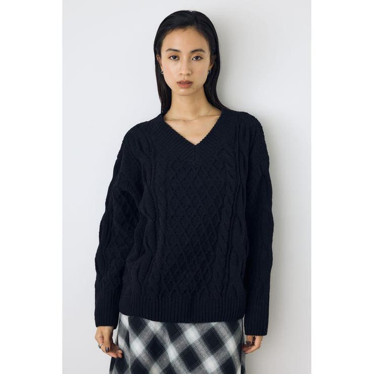 着丈バリエVネックニット | AZUL BY MOUSSY | 詳細画像18 