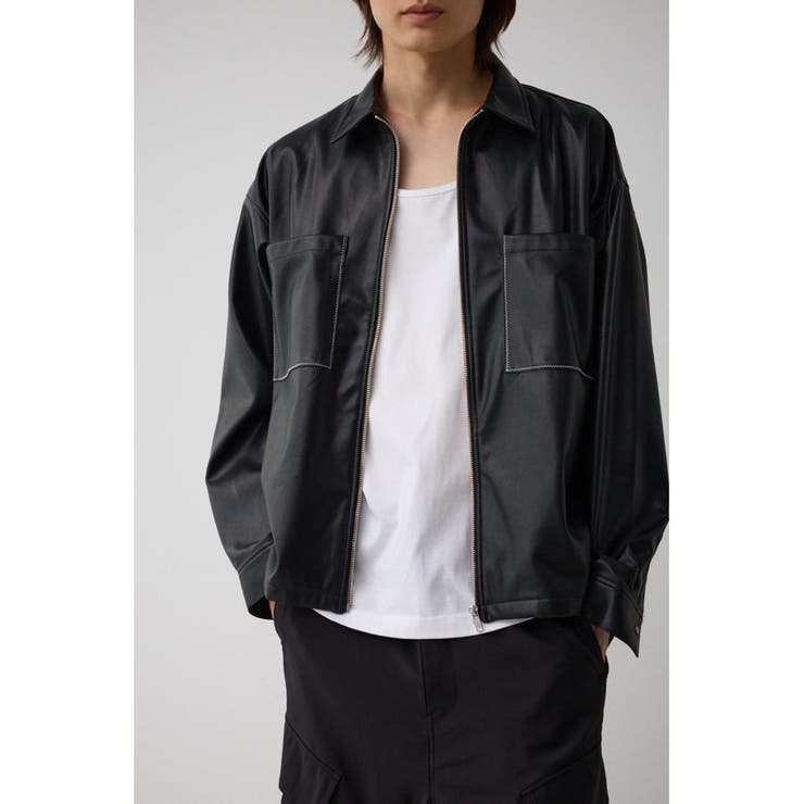 BLK | フェイクレザーCPOシャツ | AZUL BY MOUSSY