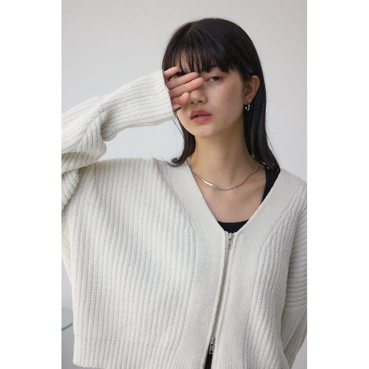 WZIPベロアラメモールカーデ | AZUL BY MOUSSY | 詳細画像2 