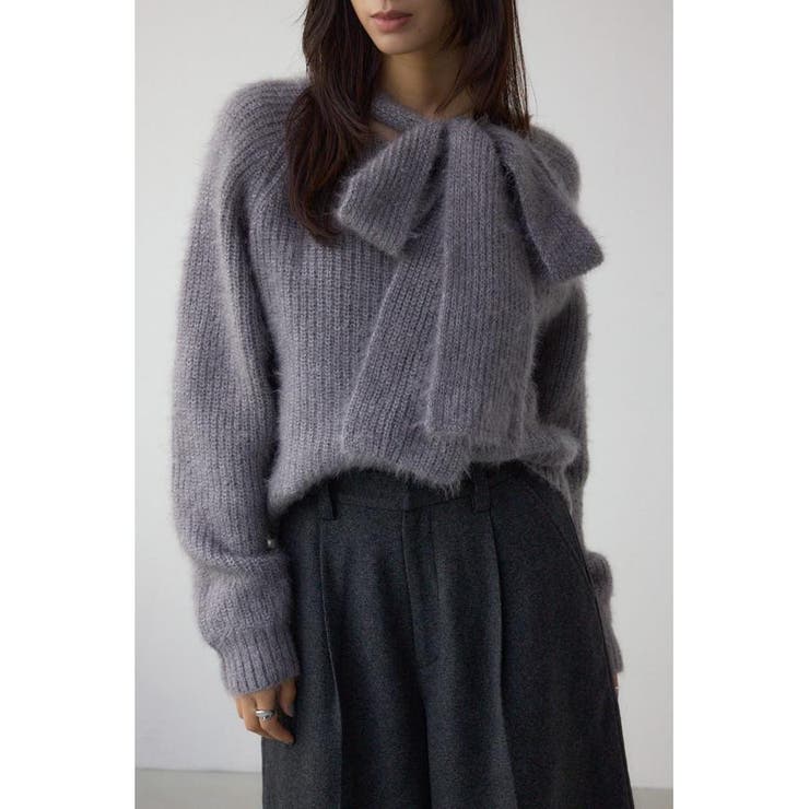 GRY | ボウタイデザインニットトップス | AZUL BY MOUSSY