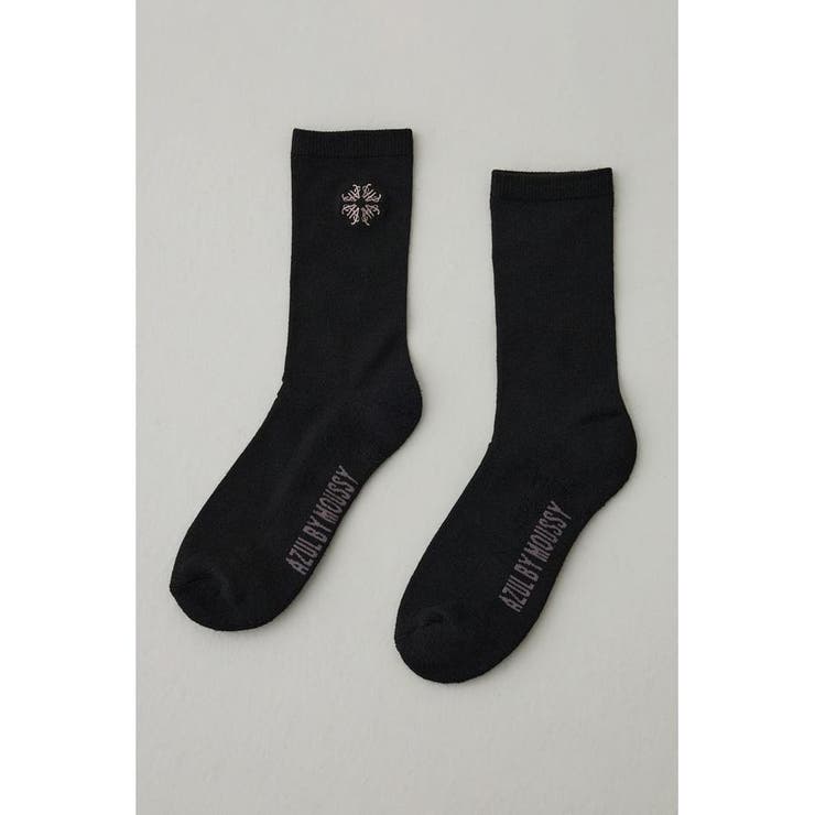 BLK | 1ポイント刺繍ロングソックス | AZUL BY MOUSSY