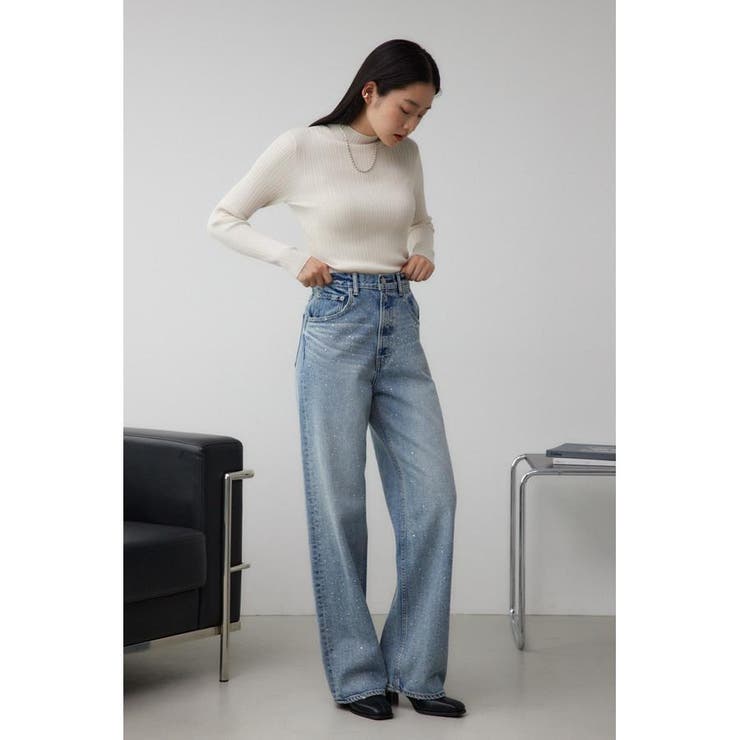 AZUL DENIM ラインストーンワイドデニム[品番：AZLW0022606]｜AZUL BY MOUSSY（アズールバイマウジー ）のレディースファッション通販｜SHOPLIST（ショップリスト）