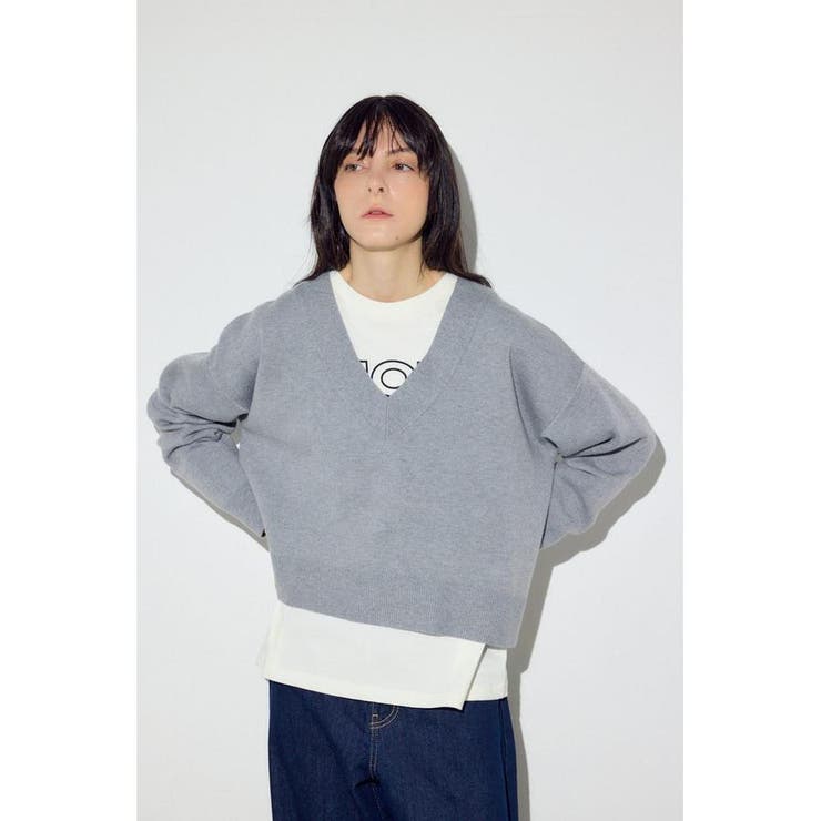 スウェットライクVネックニット | AZUL BY MOUSSY | 詳細画像32 