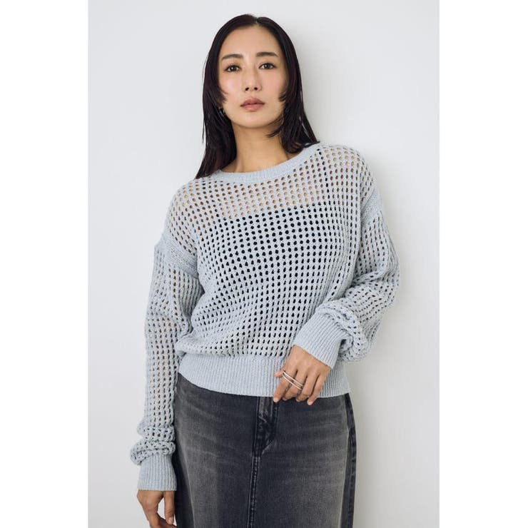 L/BLU1 | クロップドメッシュニット | AZUL BY MOUSSY