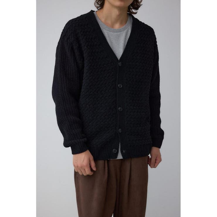 BLK | バスケット編みマットモールカーディガン | AZUL BY MOUSSY